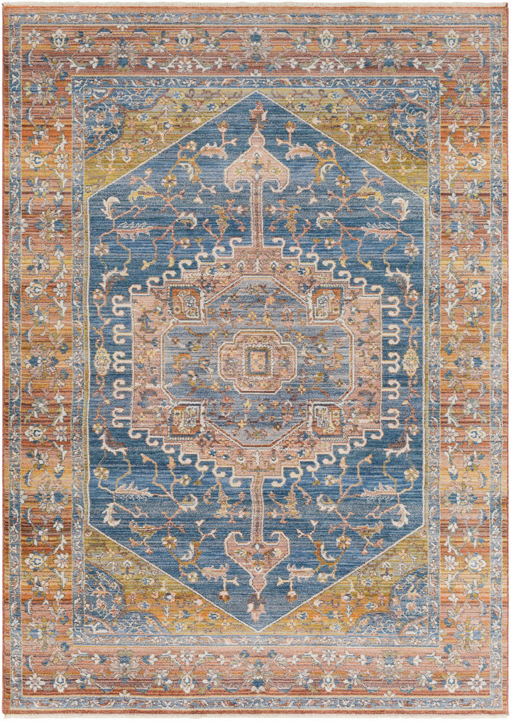 Solana Traditional Style Blue And Rust Area Rug
