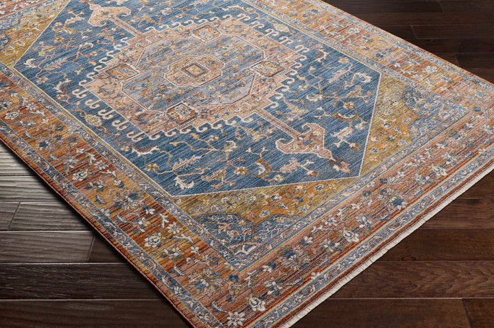 Solana Traditional Style Blue And Rust Area Rug