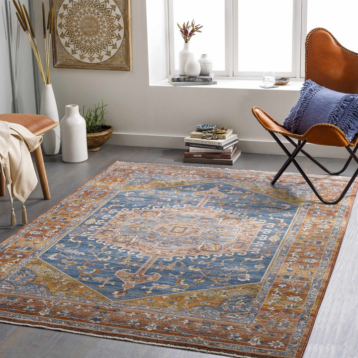 Solana Traditional Style Blue And Rust Area Rug