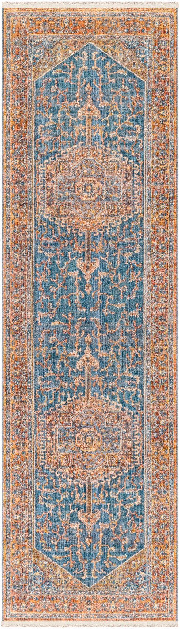 Solana Traditional Style Blue And Rust Area Rug - The Rug Decor