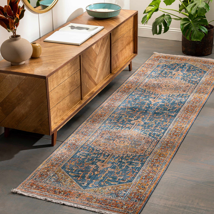 Solana Traditional Style Blue And Rust Area Rug