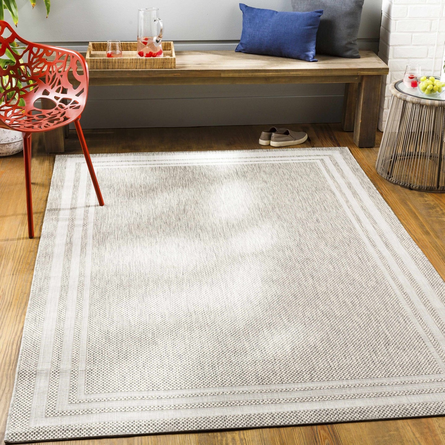 Solid Beige and Ivory Indoor and Outdoor Multi size Area Rug - The Rug Decor