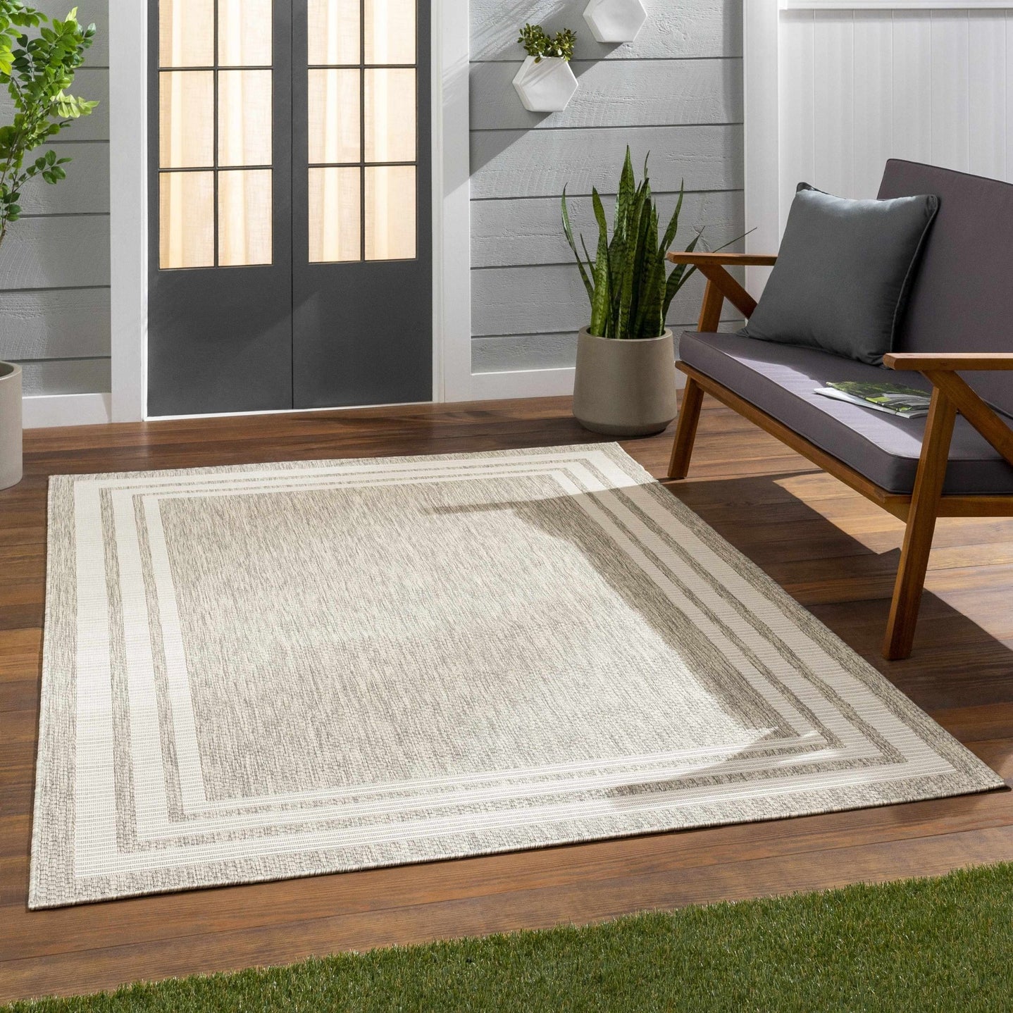 Solid Beige and Ivory Indoor and Outdoor Multi size Area Rug - The Rug Decor