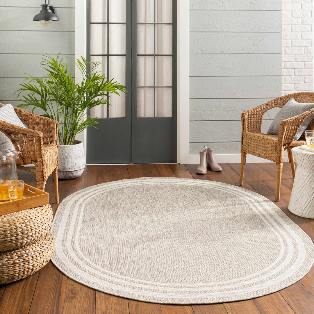 Solid Beige and Ivory Indoor and Outdoor Multi size Area Rug - The Rug Decor