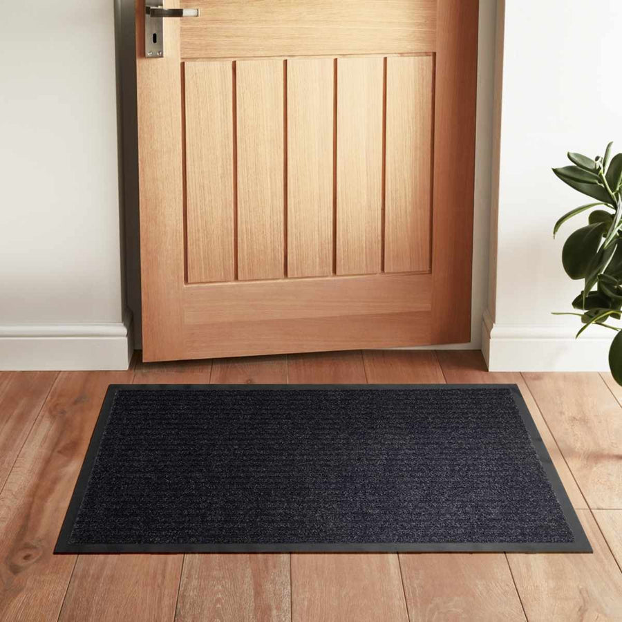 Solid Black Outdoor Door Mat - The Rug Decor