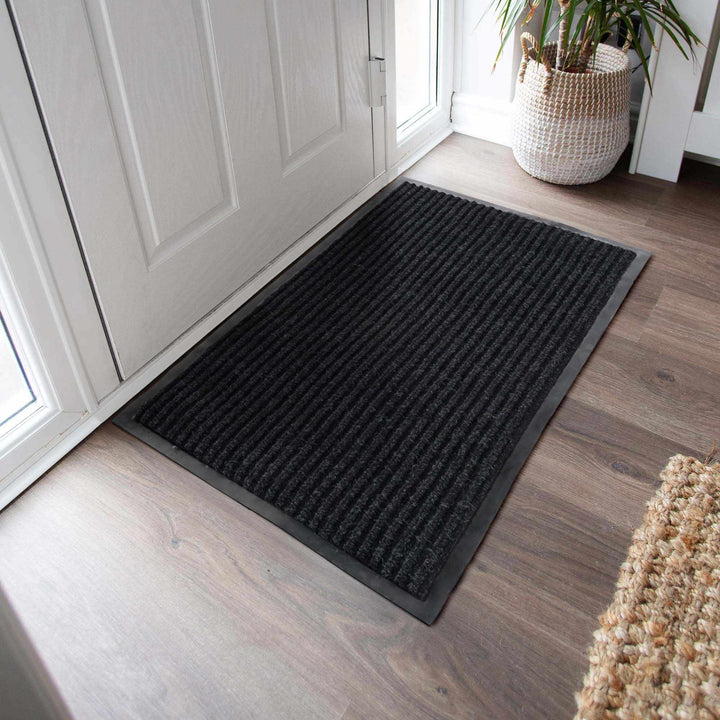 Solid Black Outdoor Door Mat - The Rug Decor