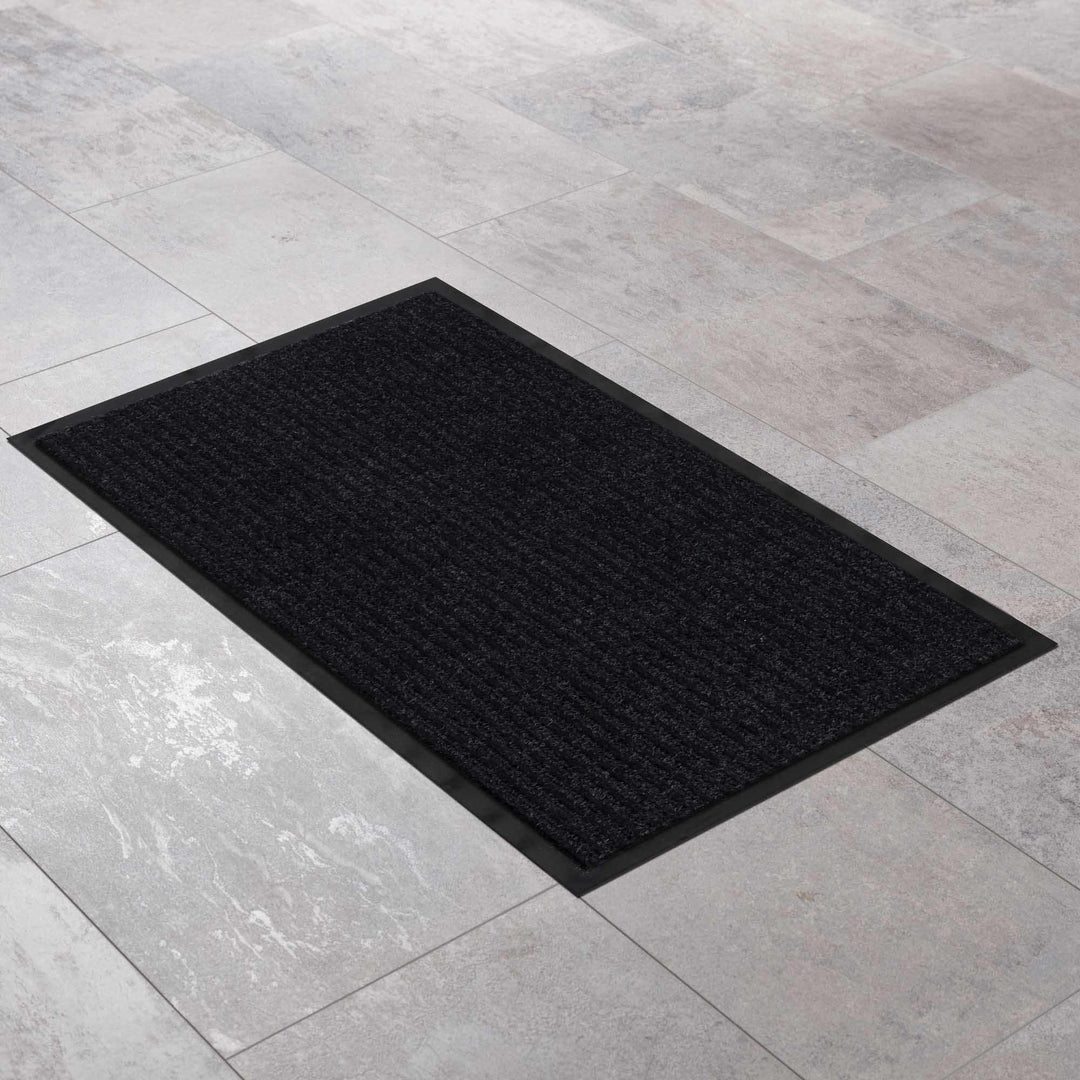 Solid Black Outdoor Door Mat - The Rug Decor