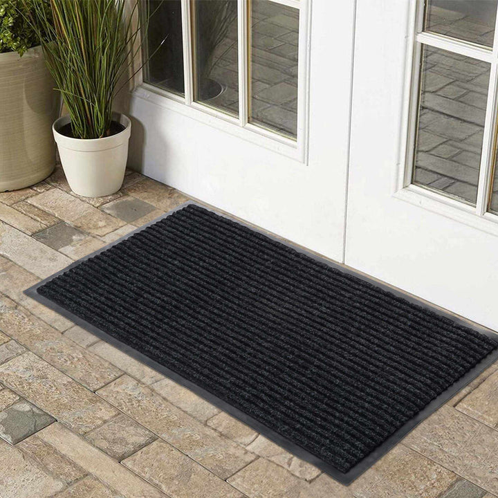 Solid Black Outdoor Door Mat - The Rug Decor