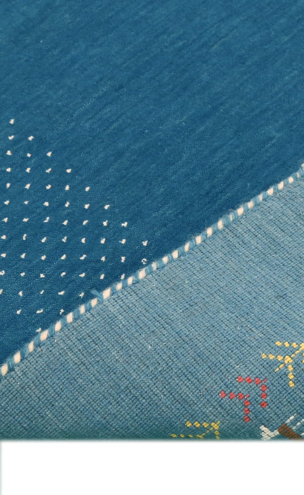 Solid Blue Border Design Hand Loomed Wool Area Rug - The Rug Decor