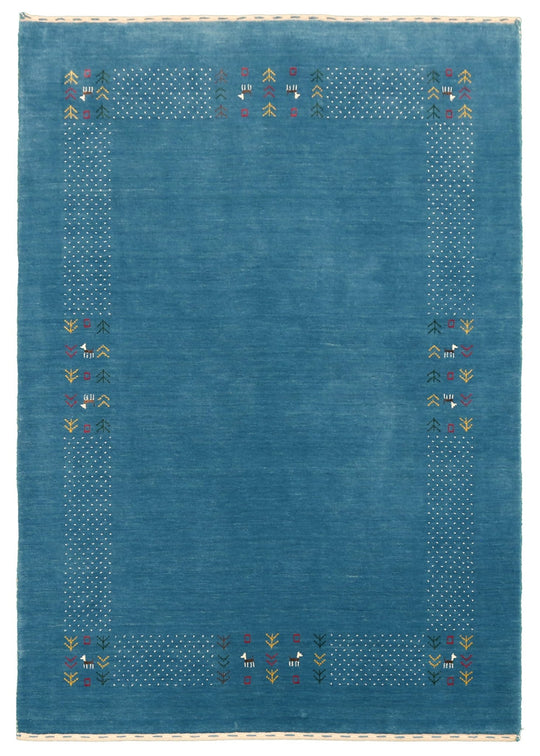 Solid Blue Rugs Solid Blue Border Design Hand Loomed Wool Area Rug – The Rug Decor