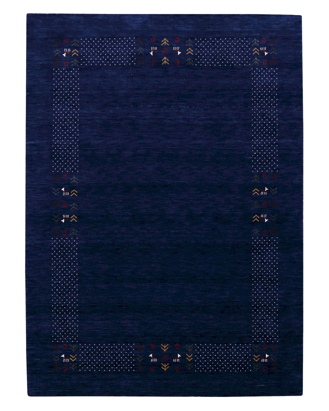 Solid Blue Border Patterns Hand Loomed Wool Area Rug - The Rug Decor