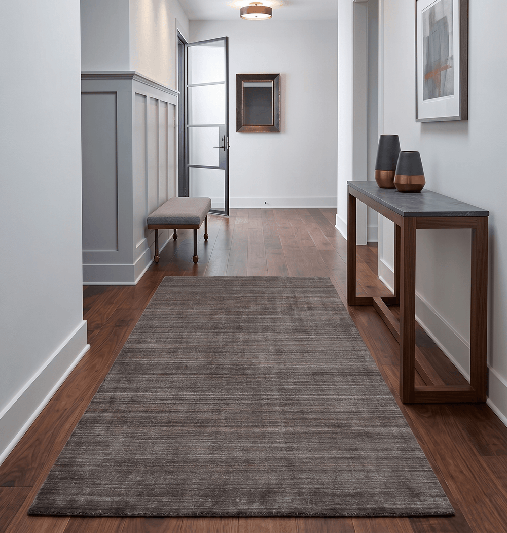 Solid Brown Scandinavian 5x7 Blended Wool Flatwoven Area Rug - The Rug Decor
