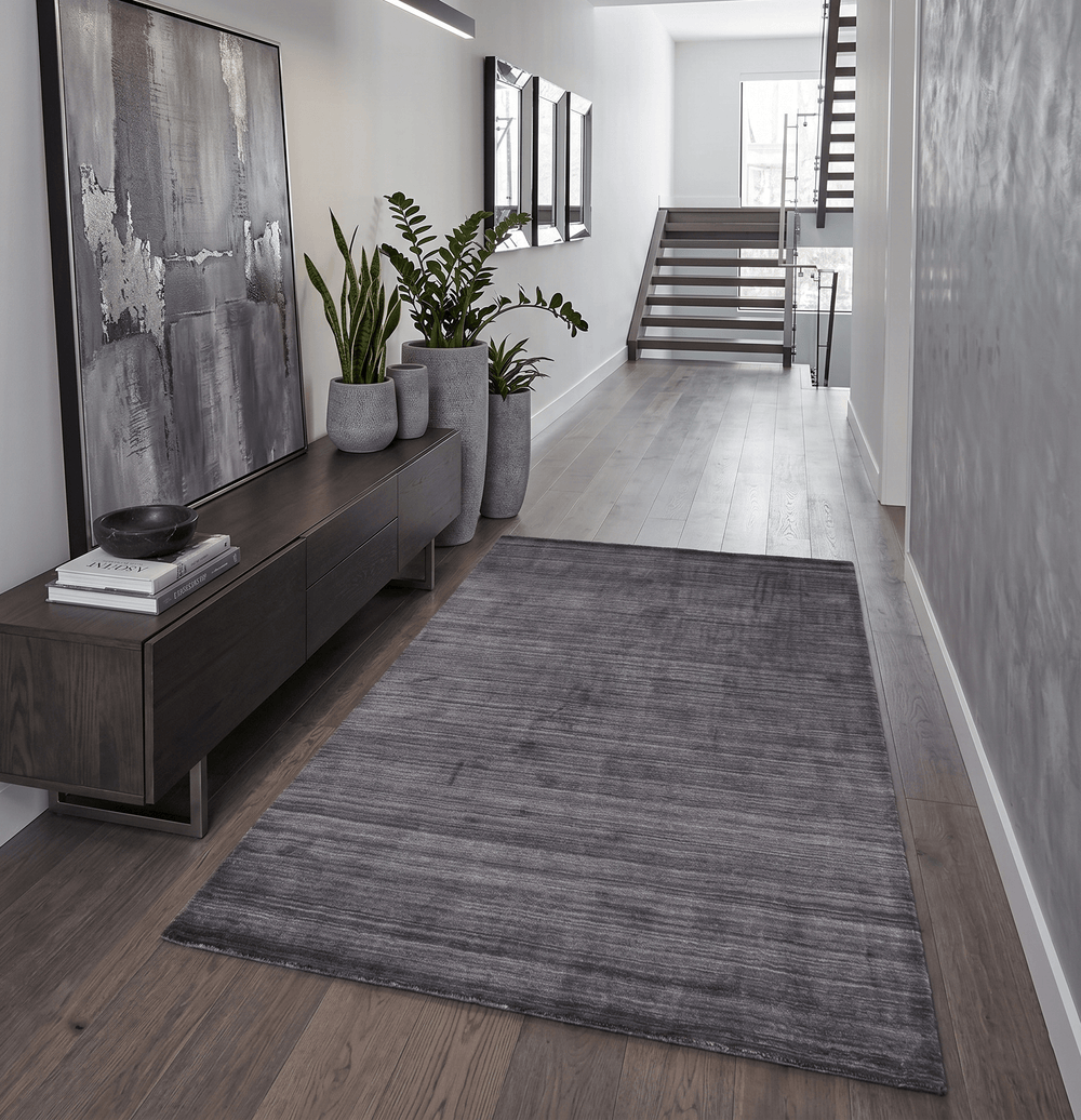 Solid Charcoal Scandinavian 5x7 Blended Wool Flatwoven Area Rug - The Rug Decor