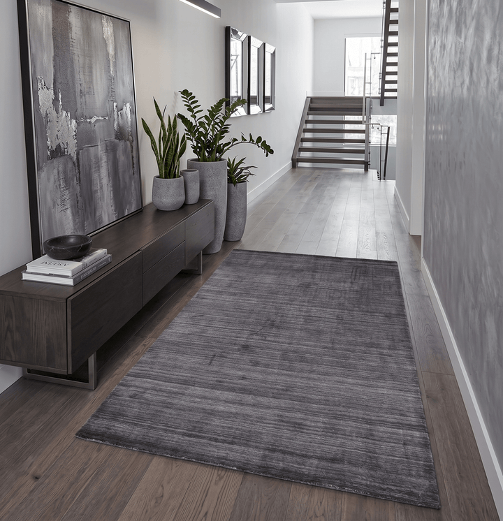 Solid Charcoal Scandinavian 5x7 Blended Wool Flatwoven Area Rug - The Rug Decor