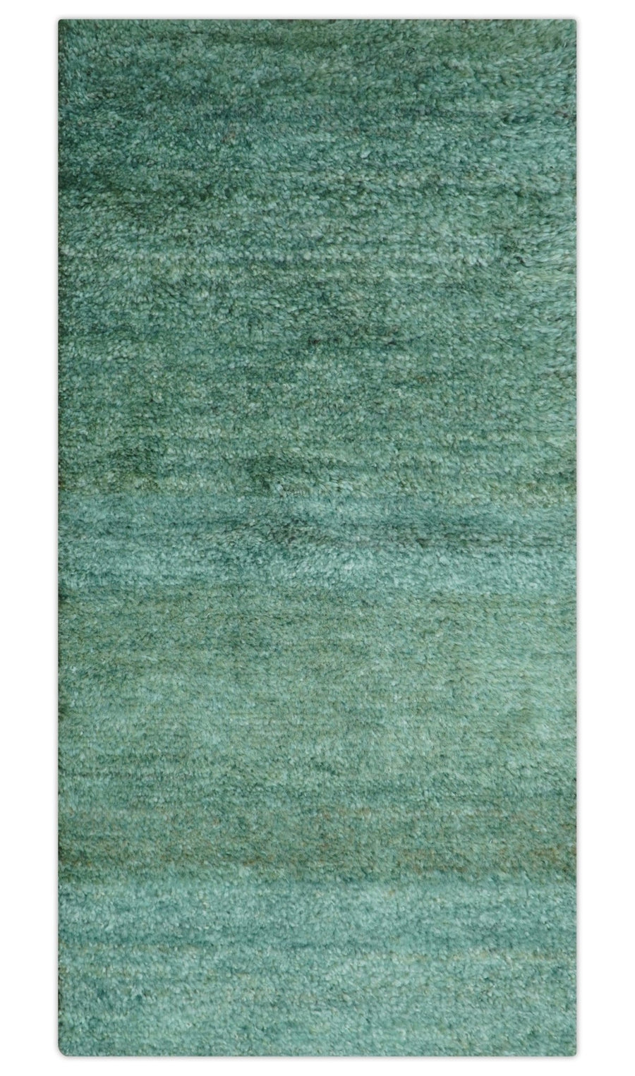 Solid Green Hand knotted Contemporary Custom Made wool Area Rug - The Rug Decor