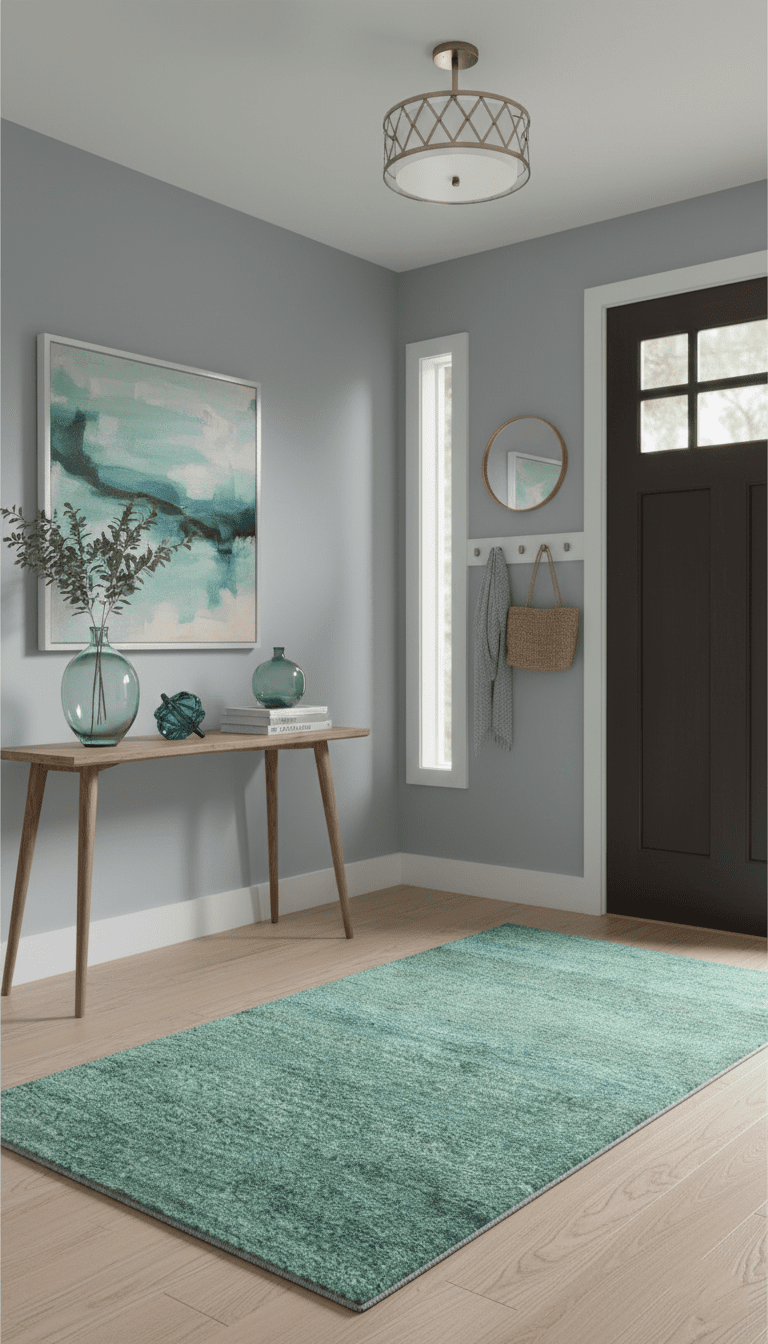 Solid Green Hand knotted Contemporary Custom Made wool Area Rug - The Rug Decor