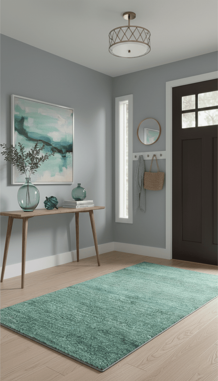 Solid Green Hand knotted Contemporary Custom Made wool Area Rug - The Rug Decor