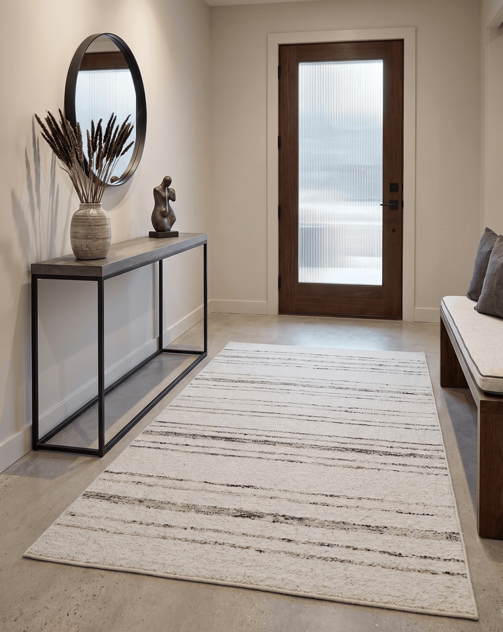 Solid Ivory and brown Woolen Chunky and Soft Berber Area Rug - The Rug Decor