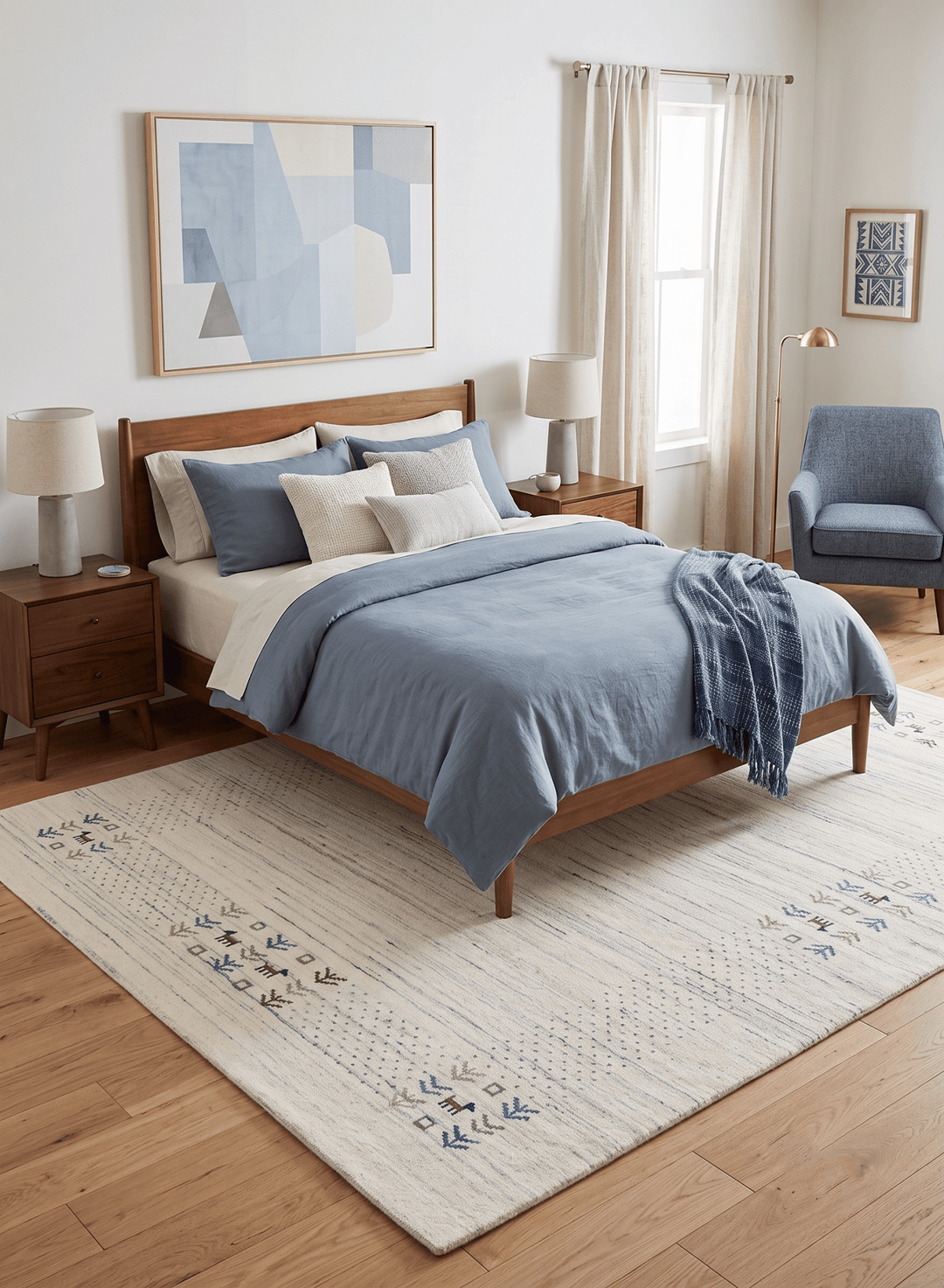 Solid Ivory Border Patterns Hand Loomed Wool Area Rug - The Rug Decor