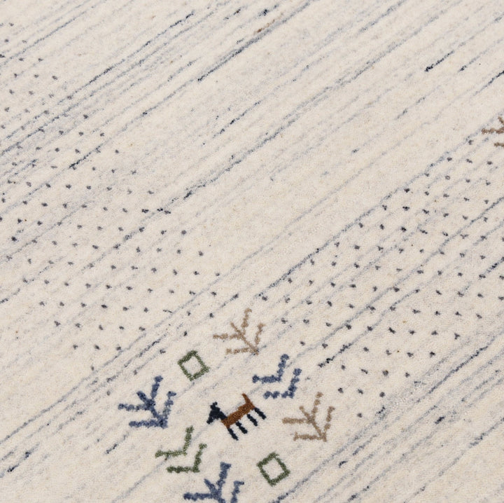 Solid Ivory Border Patterns Hand Loomed Wool Area Rug - The Rug Decor