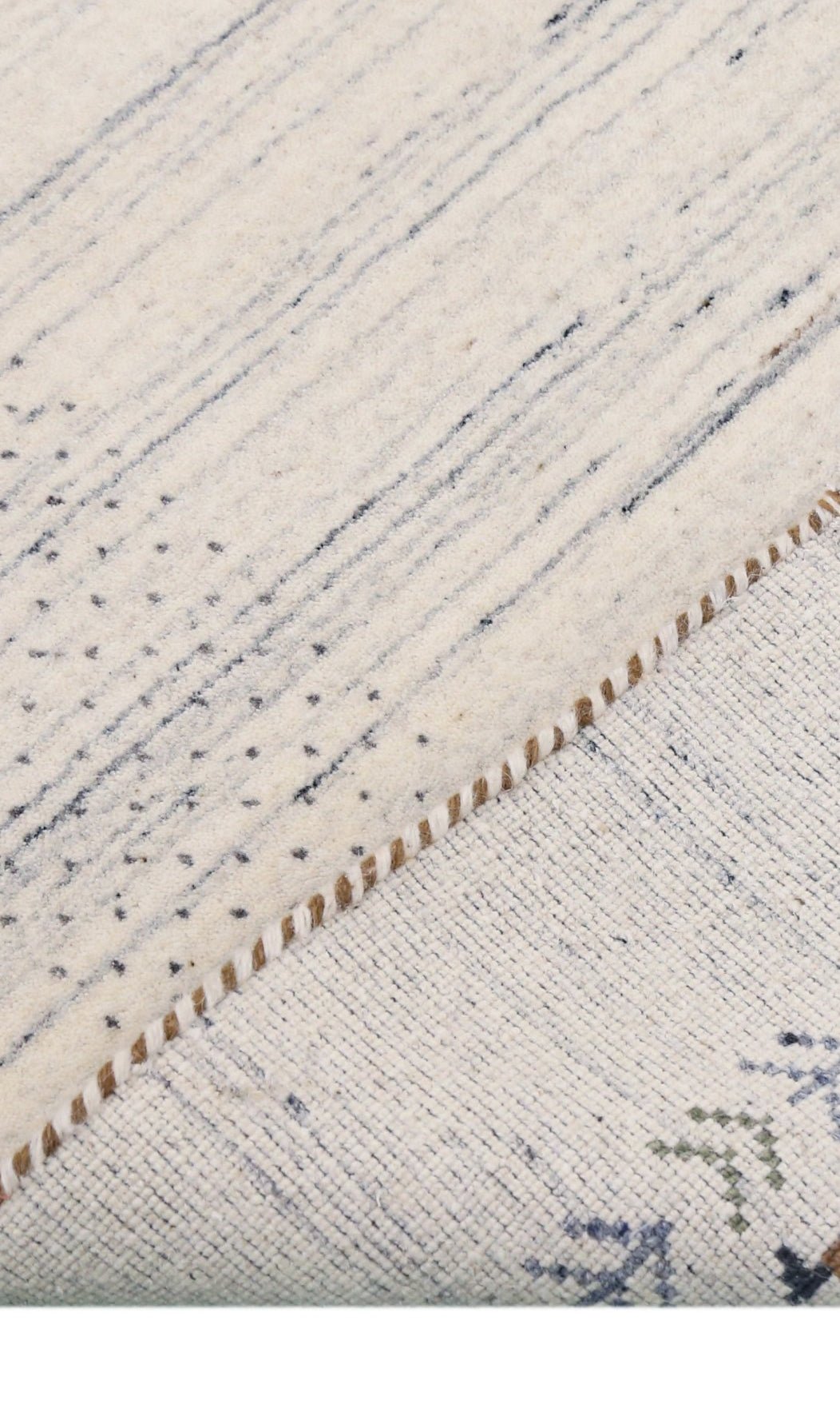 Solid Ivory Border Patterns Hand Loomed Wool Area Rug - The Rug Decor