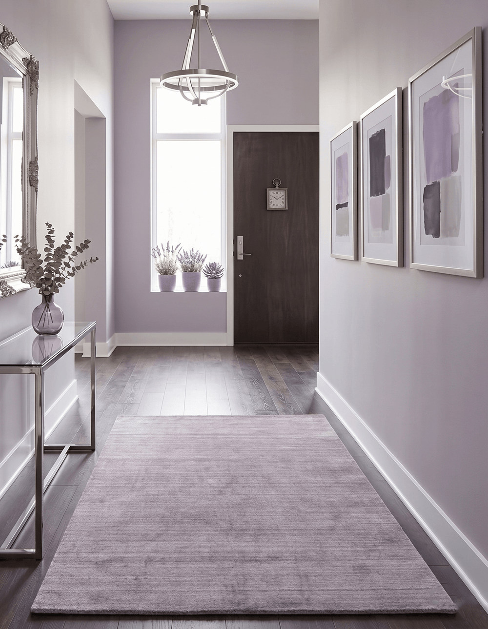 Solid Lavender Purple Scandinavian 5x7 Blended Wool Flatwoven Area Rug - The Rug Decor
