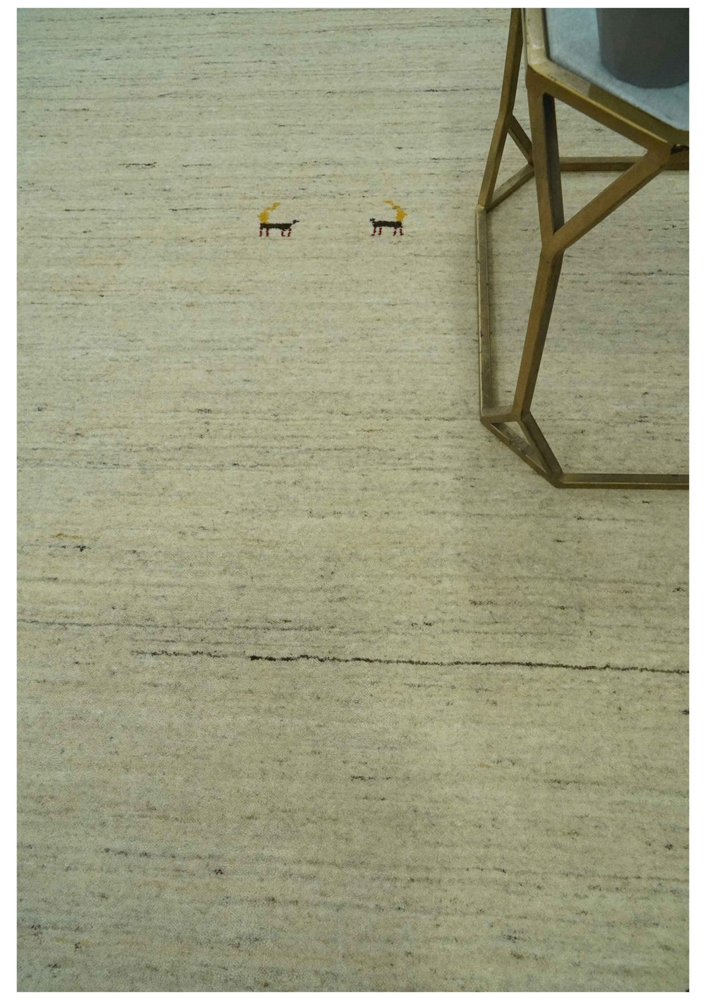 Solid Plain Beige and Charcoal Hand loom 4.6x7 wool area Rug - The Rug Decor