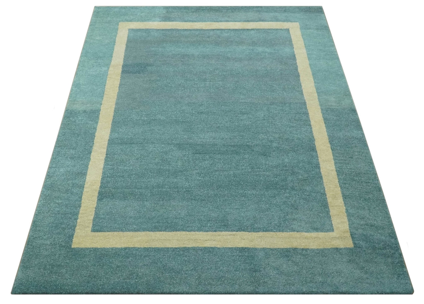Solid Plain Blue Modern Hand Tufted 8x10 wool area rug - The Rug Decor