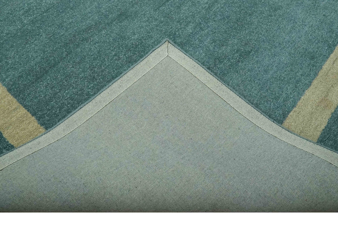Solid Plain Blue Modern Hand Tufted 8x10 wool area rug - The Rug Decor
