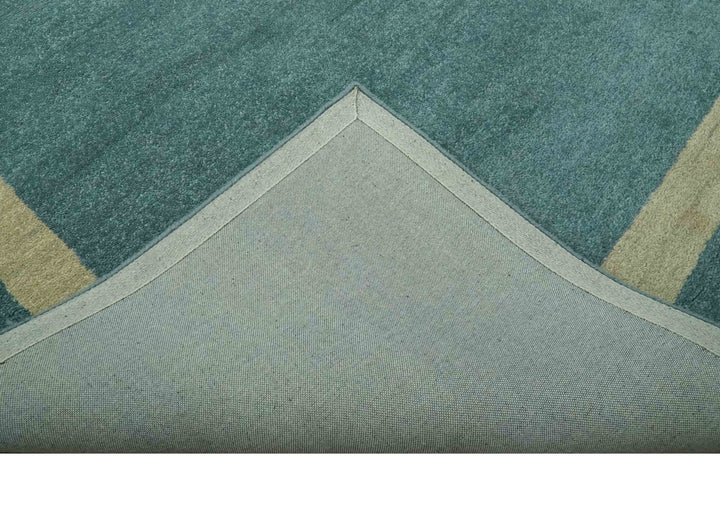 Solid Plain Blue Modern Hand Tufted 8x10 wool area rug - The Rug Decor