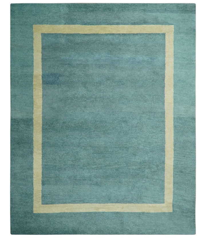Solid Plain Blue Modern Hand Tufted 8x10 wool area rug - The Rug Decor