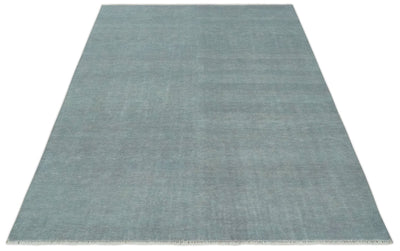 Solid Plain Gray Hand knotted Modern look 8x10 wool Area Rug - The Rug Decor