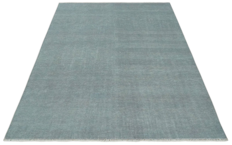 Solid Plain Gray Hand knotted Modern look 8x10 wool Area Rug - The Rug Decor