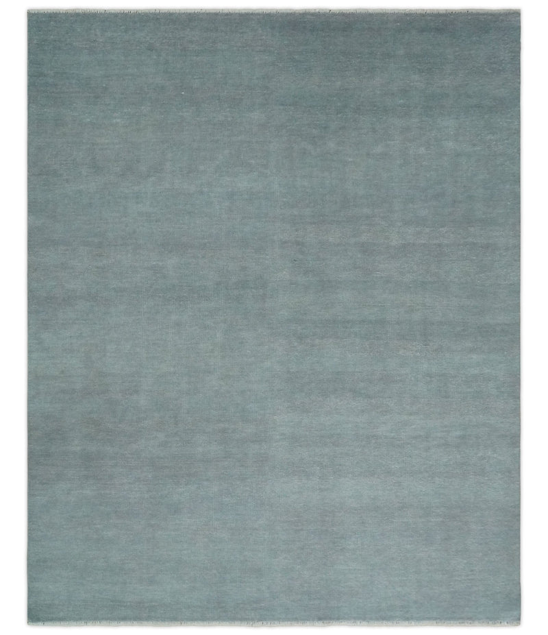 Solid Plain Gray Hand knotted Modern look 8x10 wool Area Rug - The Rug Decor