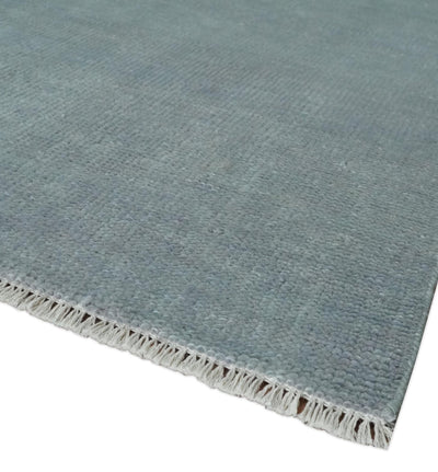 Solid Plain Gray Hand knotted Modern look 8x10 wool Area Rug - The Rug Decor