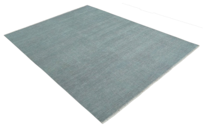 Solid Plain Gray Hand knotted Modern look 8x10 wool Area Rug - The Rug Decor