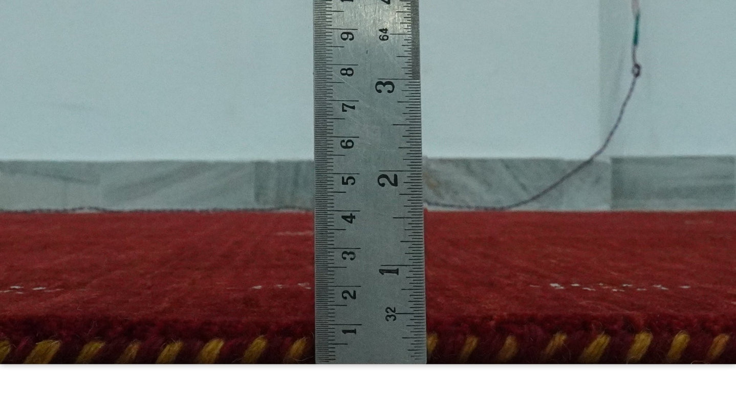 Solid Plain Maroon Geometrical Design Hand loom 4.6x7 wool area Rug - The Rug Decor