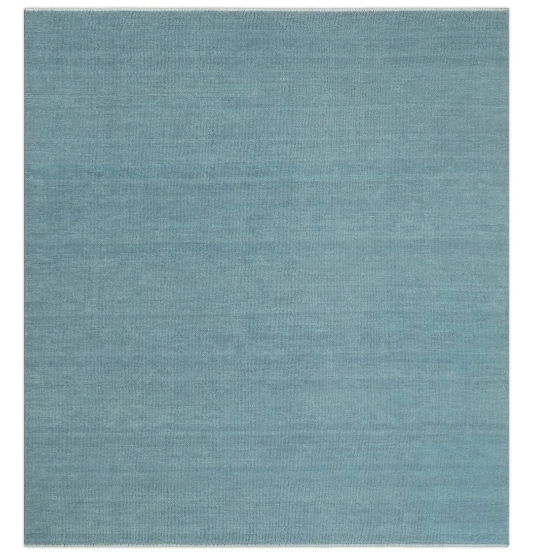 Solid Blue Rugs Solid Plane Blue Custom Made Modern Hand knotted wool Area Rug – The ...