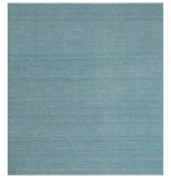 Solid Plane Blue Custom Made Modern Hand knotted wool Area Rug - The Rug Decor