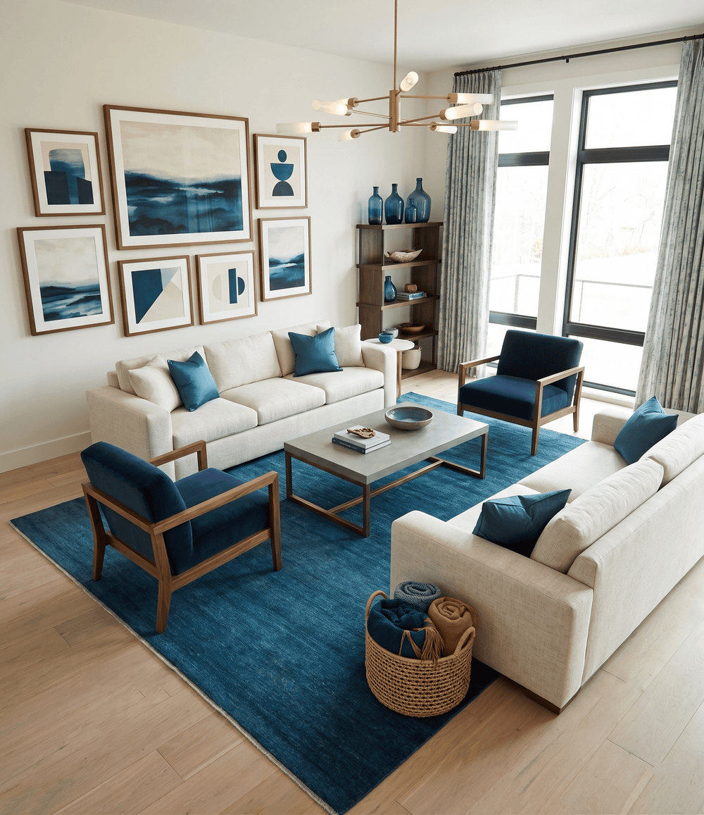 Solid Plane Blue Hand knotted Contemporary Custom Made wool Area Rug - The Rug Decor