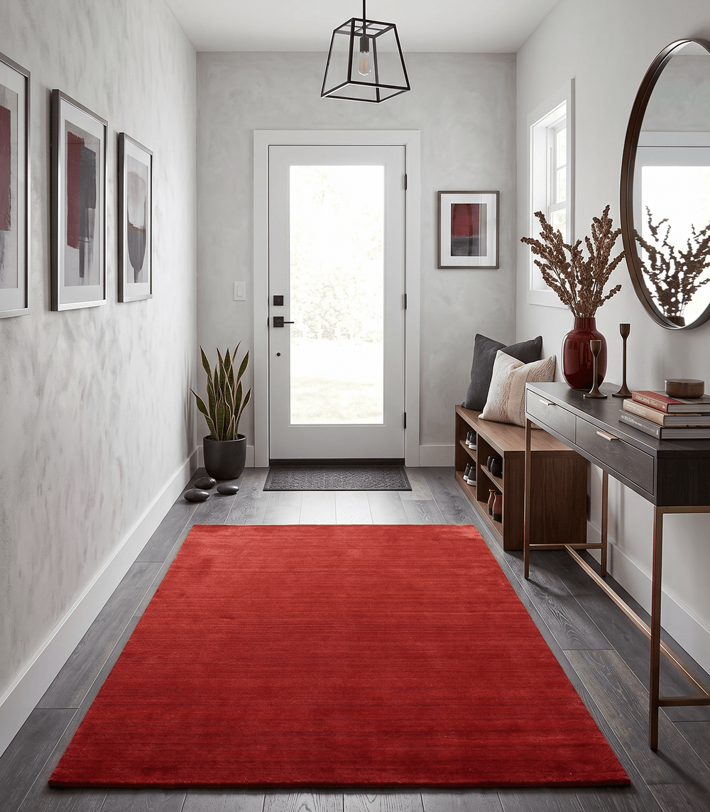 Solid Red Scandinavian 5x7 Blended Wool Flatwoven Area Rug - The Rug Decor