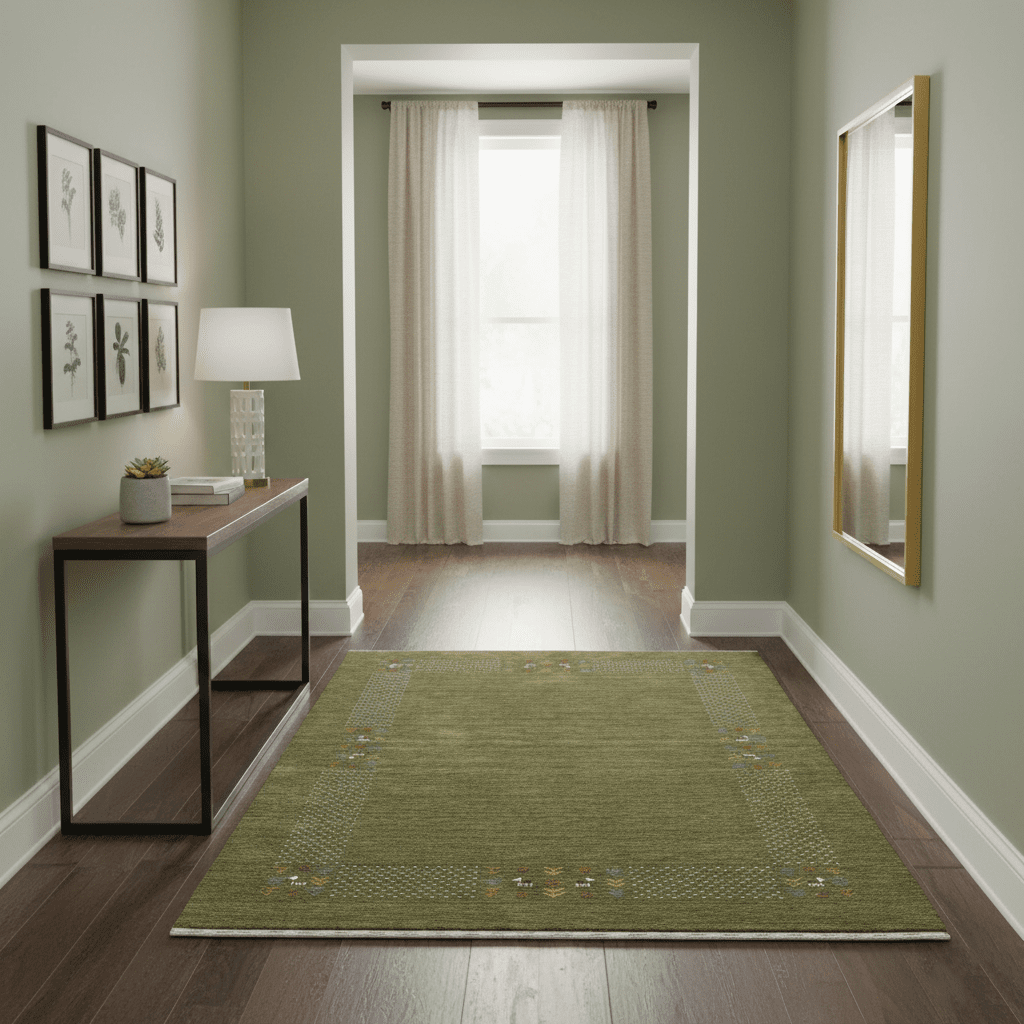 Solid with Border Patterns Hand Loomed Wool Area Rug - The Rug Decor