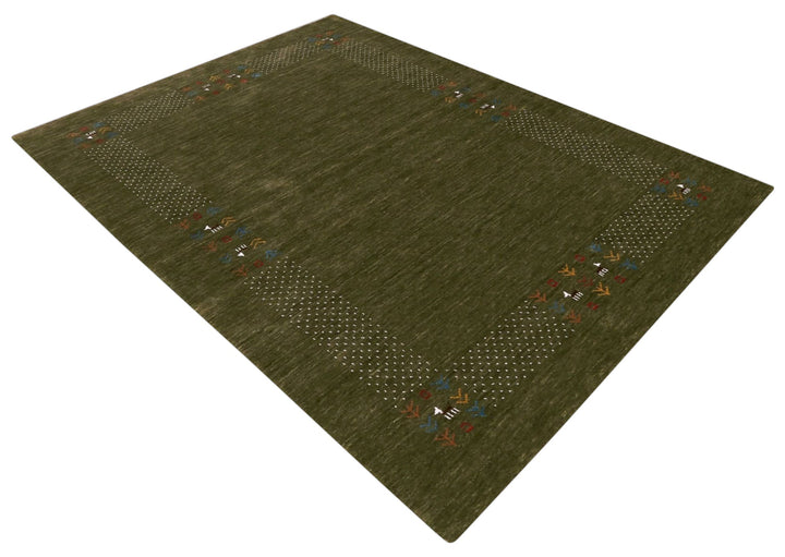 Solid with Border Patterns Hand Loomed Wool Area Rug - The Rug Decor