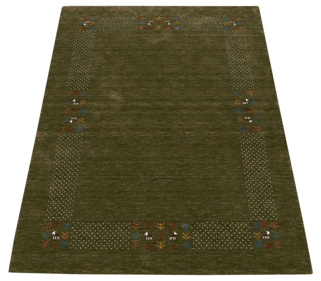 Solid with Border Patterns Hand Loomed Wool Area Rug - The Rug Decor