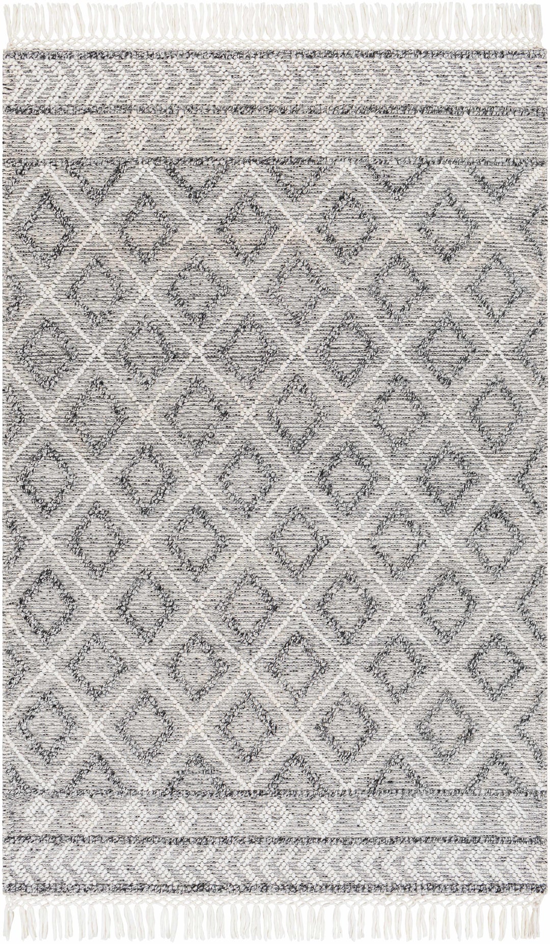 Sook Modern Geometrical Gray And Ivory Hand Woven Area Rug