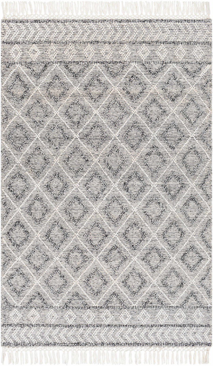 Sook Modern Geometrical Gray And Ivory Hand Woven Area Rug