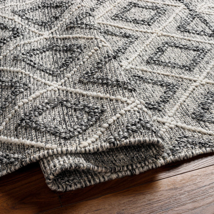 Sook Modern Geometrical Gray And Ivory Hand Woven Area Rug