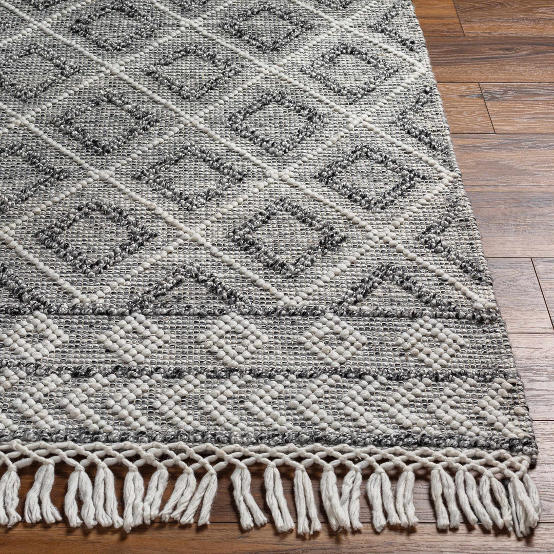 Sook Modern Geometrical Gray And Ivory Hand Woven Area Rug