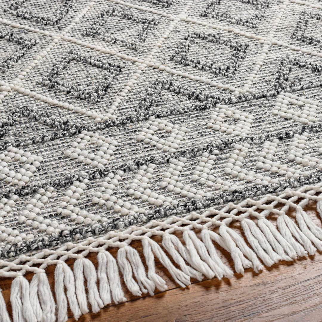 Sook Modern Geometrical Gray And Ivory Hand Woven Area Rug