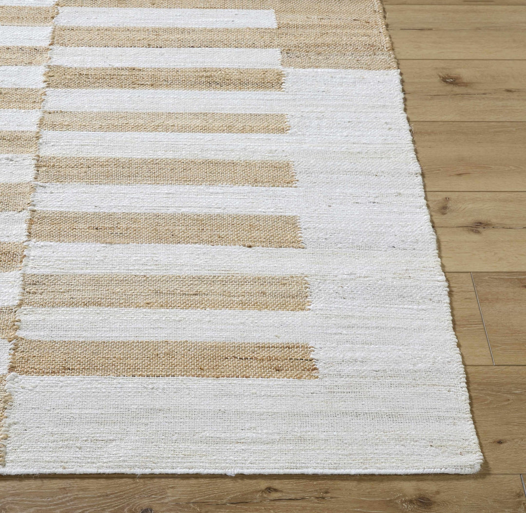 Soren Contemporary Stripes Beige And Ivory Area Rug - The Rug Decor